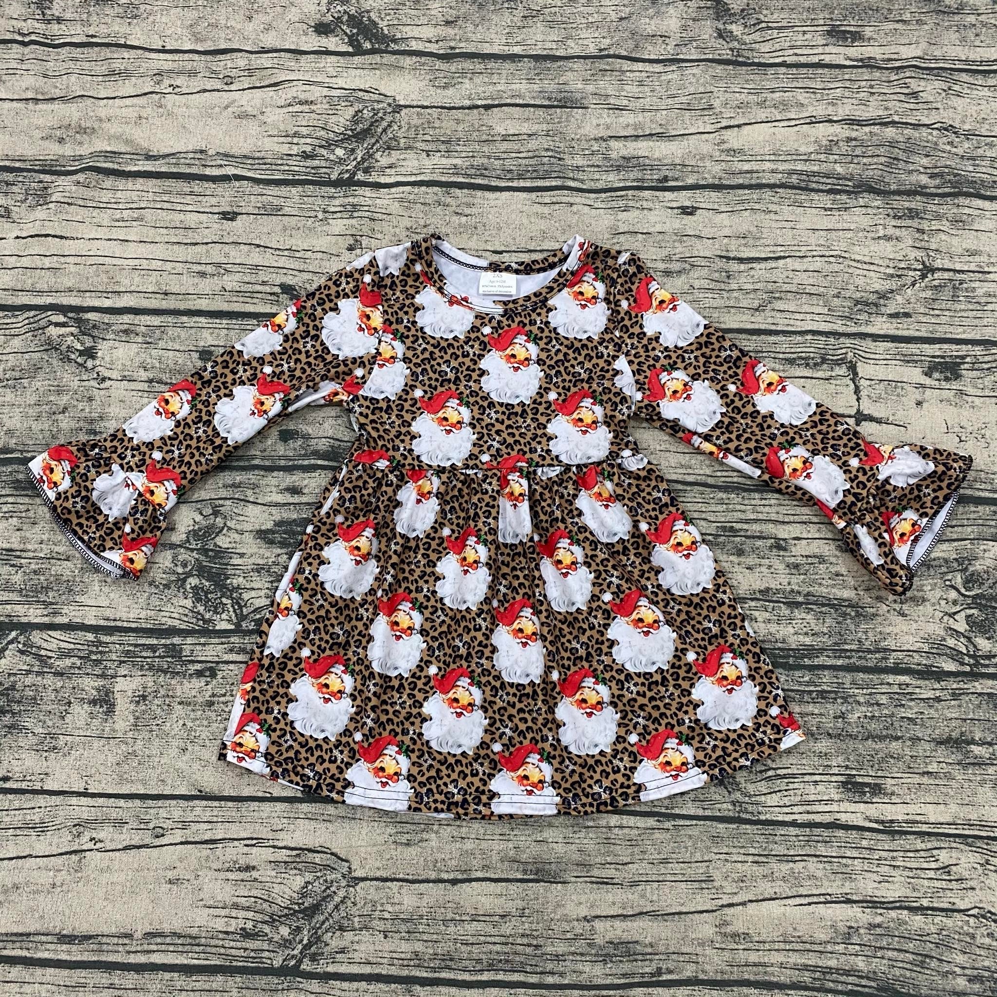 Leopard santa bell sleeve dress