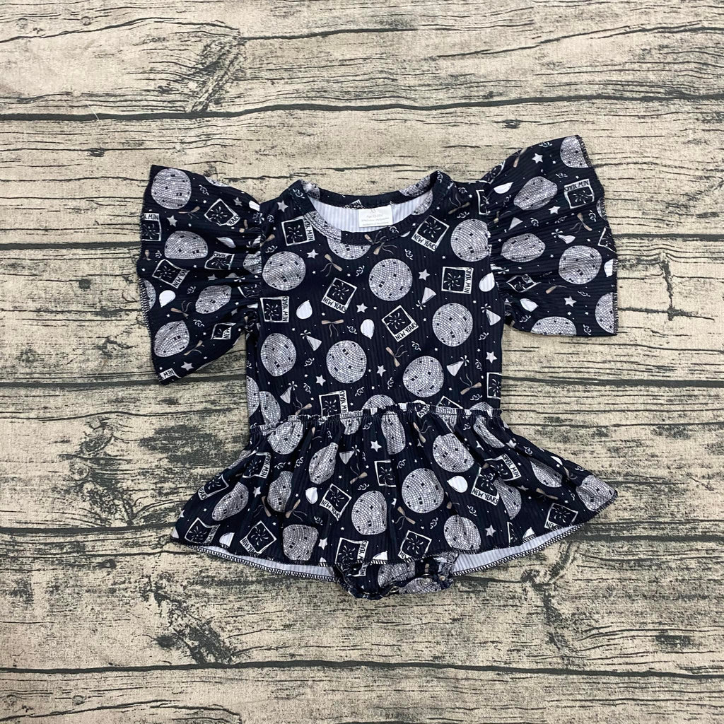 New year party ribbed skirted romper