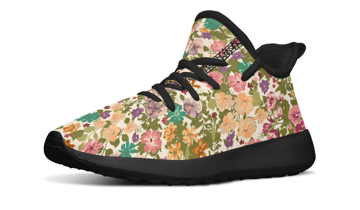 Kids Shoes Sneakers Mixed Flowers Pattern-0