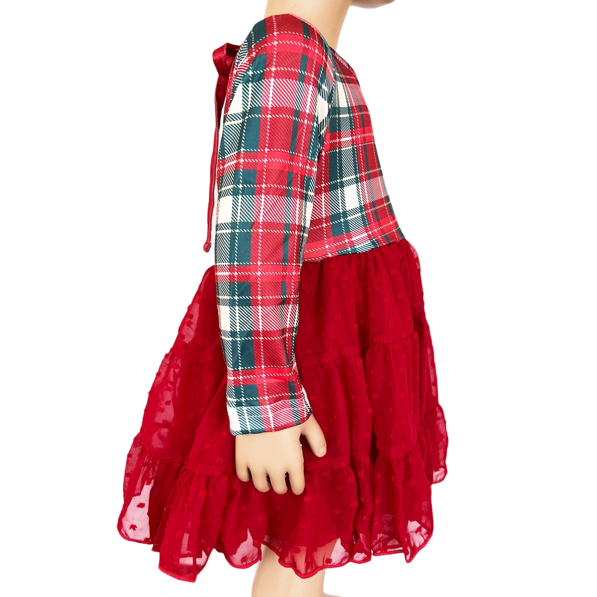 Boutique Red Plaid Tutu Ruffle Girls Christmas Dress