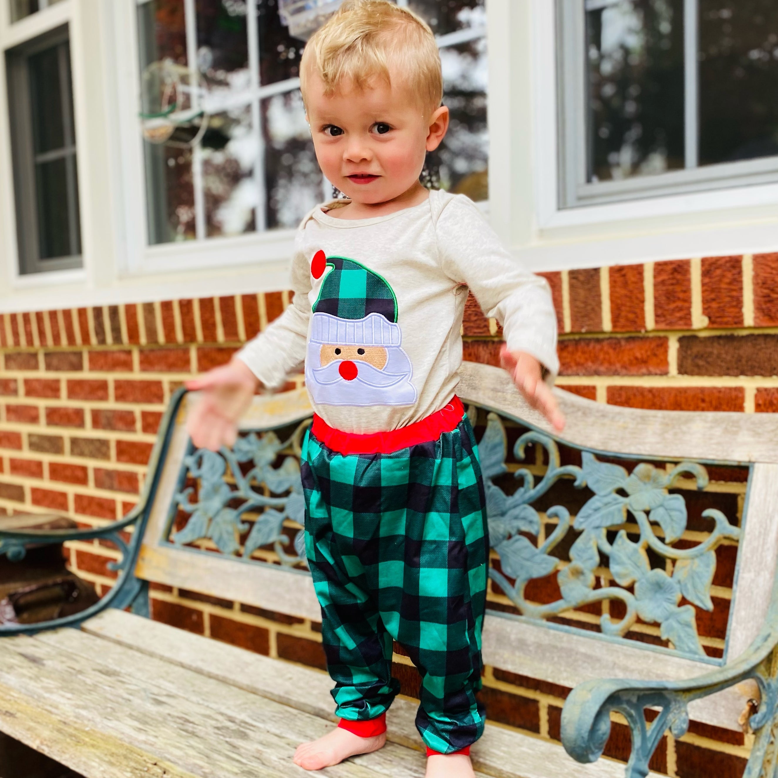 Baby Boys Holiday Santa Claus Christmas Plaid Cotton 2 pc Set Al Limited Outfit-4
