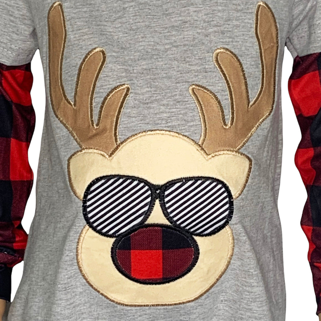 Baby Boys Unisex Holiday Christmas Reindeer Plaid Cotton Romper-4