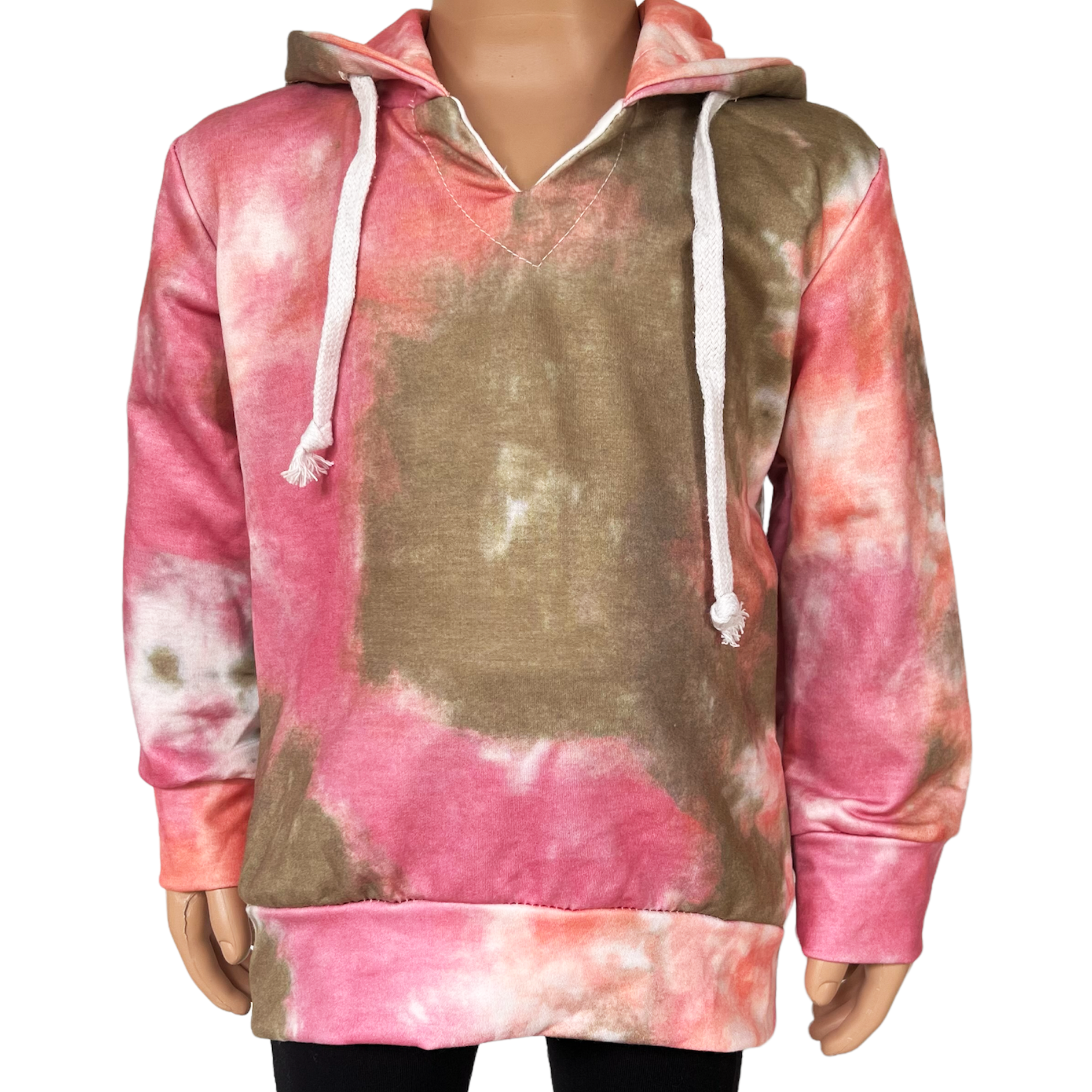 Girls Boutique Pink Green Tie Dye Hoodie Sweatshirt Top