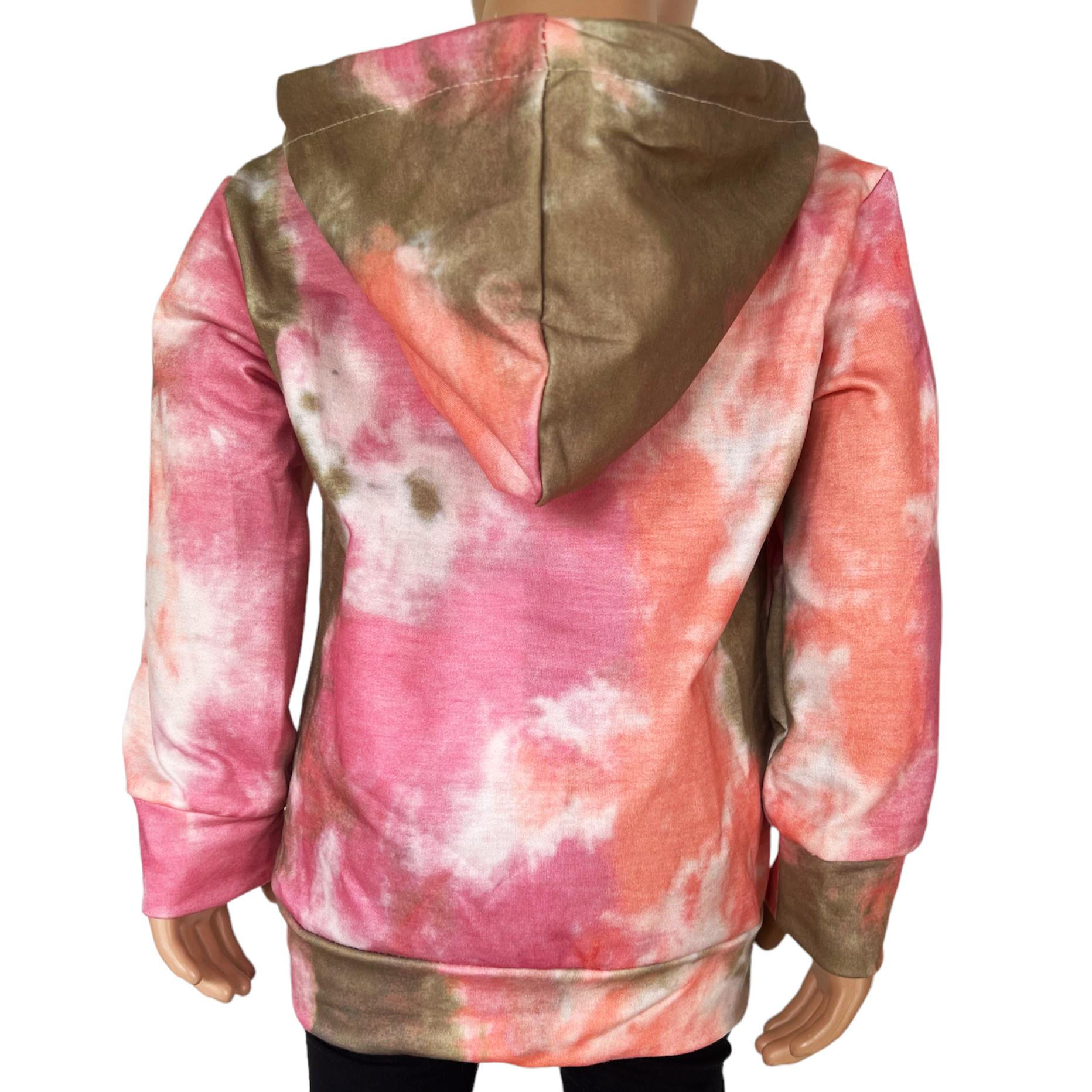 Girls Boutique Pink Green Tie Dye Hoodie Sweatshirt Top