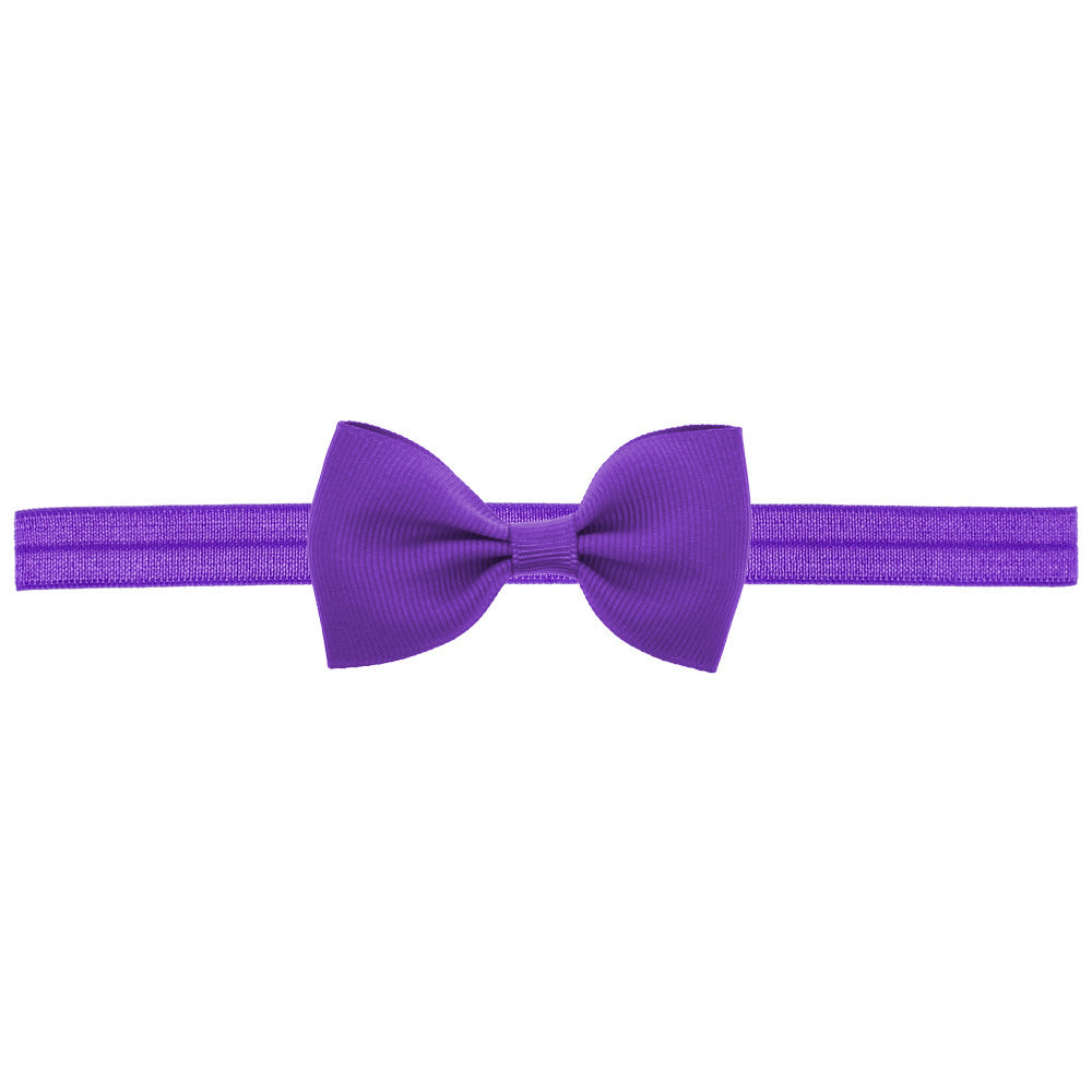 Newborn Baby 2 pcs. Small Size Bow Patched Pattern Solid Color Elastic Headband