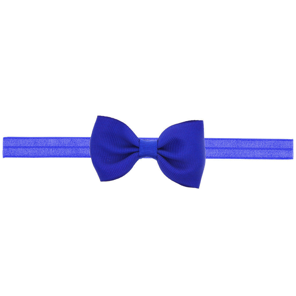 Newborn Baby 2 pcs. Small Size Bow Patched Pattern Solid Color Elastic Headband