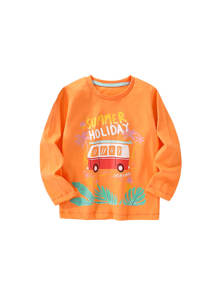Toddler Boy Cartoon Pattern Crewneck Casual Shirts