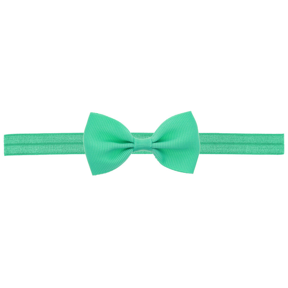 Newborn Baby 2 pcs. Small Size Bow Patched Pattern Solid Color Elastic Headband