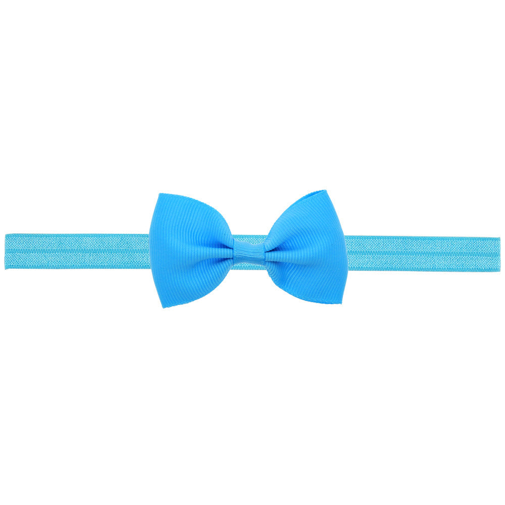 Newborn Baby 2 pcs. Small Size Bow Patched Pattern Solid Color Elastic Headband