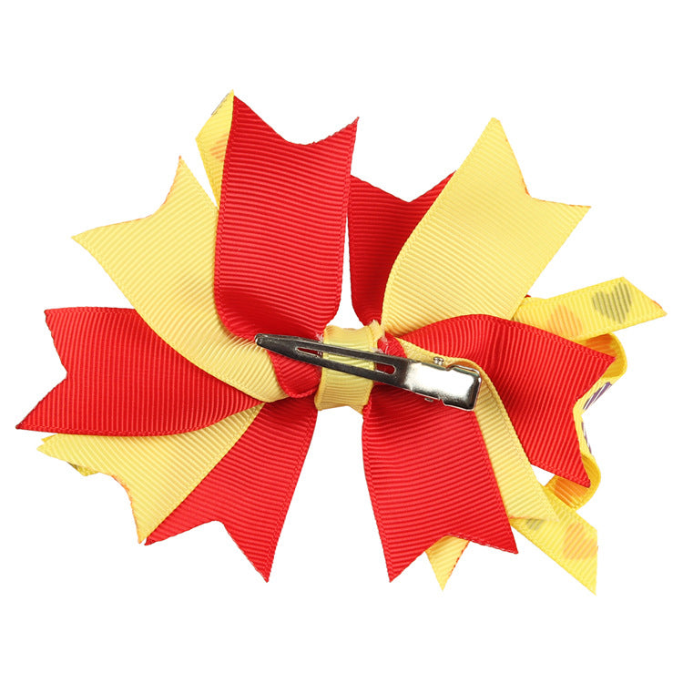 Christmas Various Pattern Dovetail Bow Shape Design Hair 5 Clips Festival Gift