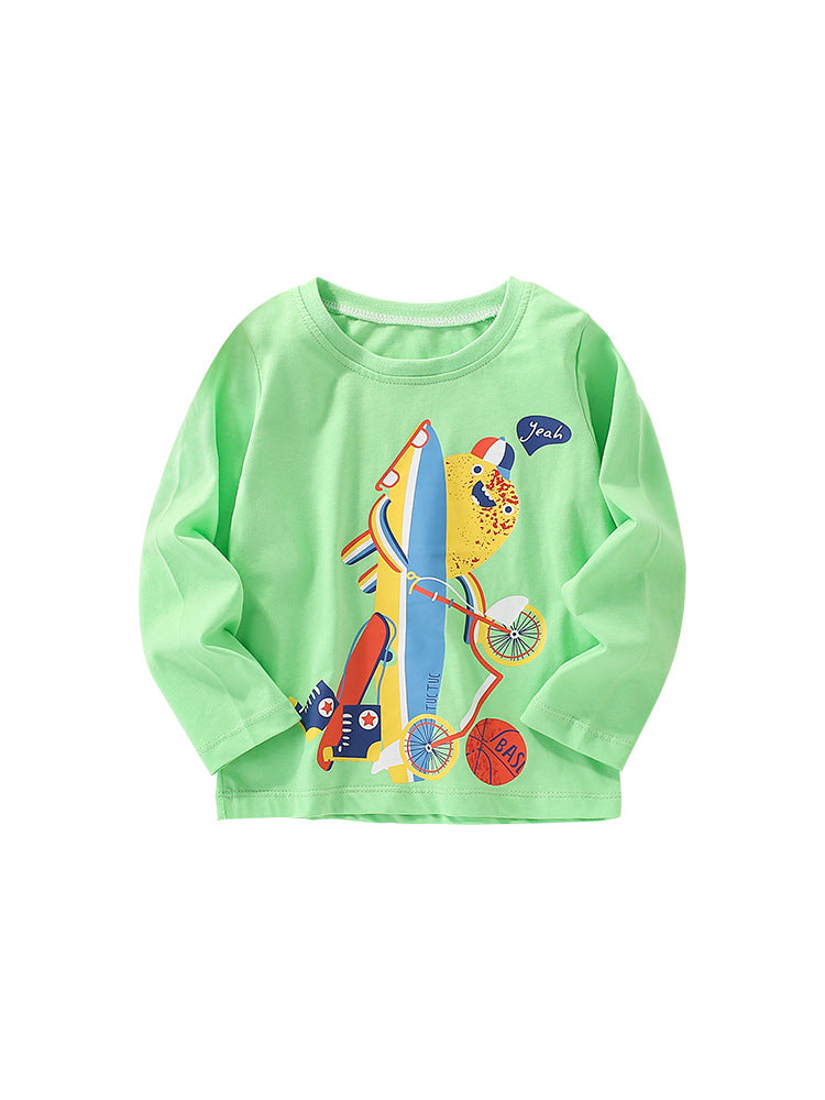Toddler Boy Cartoon Pattern Crewneck Casual Shirts