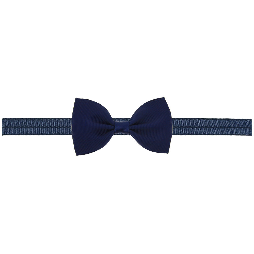 Newborn Baby 2 pcs. Small Size Bow Patched Pattern Solid Color Elastic Headband