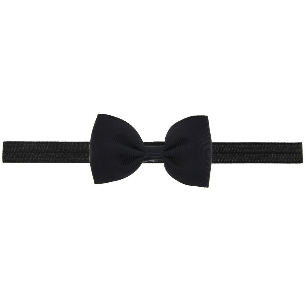 Newborn Baby 2 pcs. Small Size Bow Patched Pattern Solid Color Elastic Headband