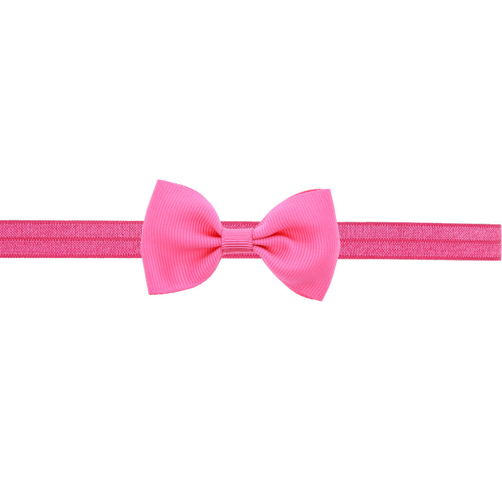 Newborn Baby 2 pcs. Small Size Bow Patched Pattern Solid Color Elastic Headband
