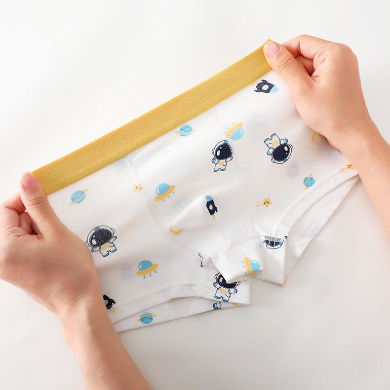 Boys’ Cartoon and Striped Printed Boxer Shorts Breathable 0.02cm Thin Underwear Set-1