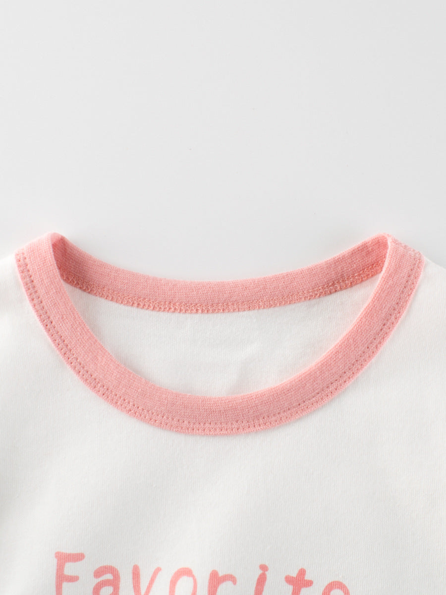 Autumn Arrival Kids Girls Animals Cartoon and Letters Print Crew Neck Color Patchwork Long Sleeves Pullover Sweatshirt-2