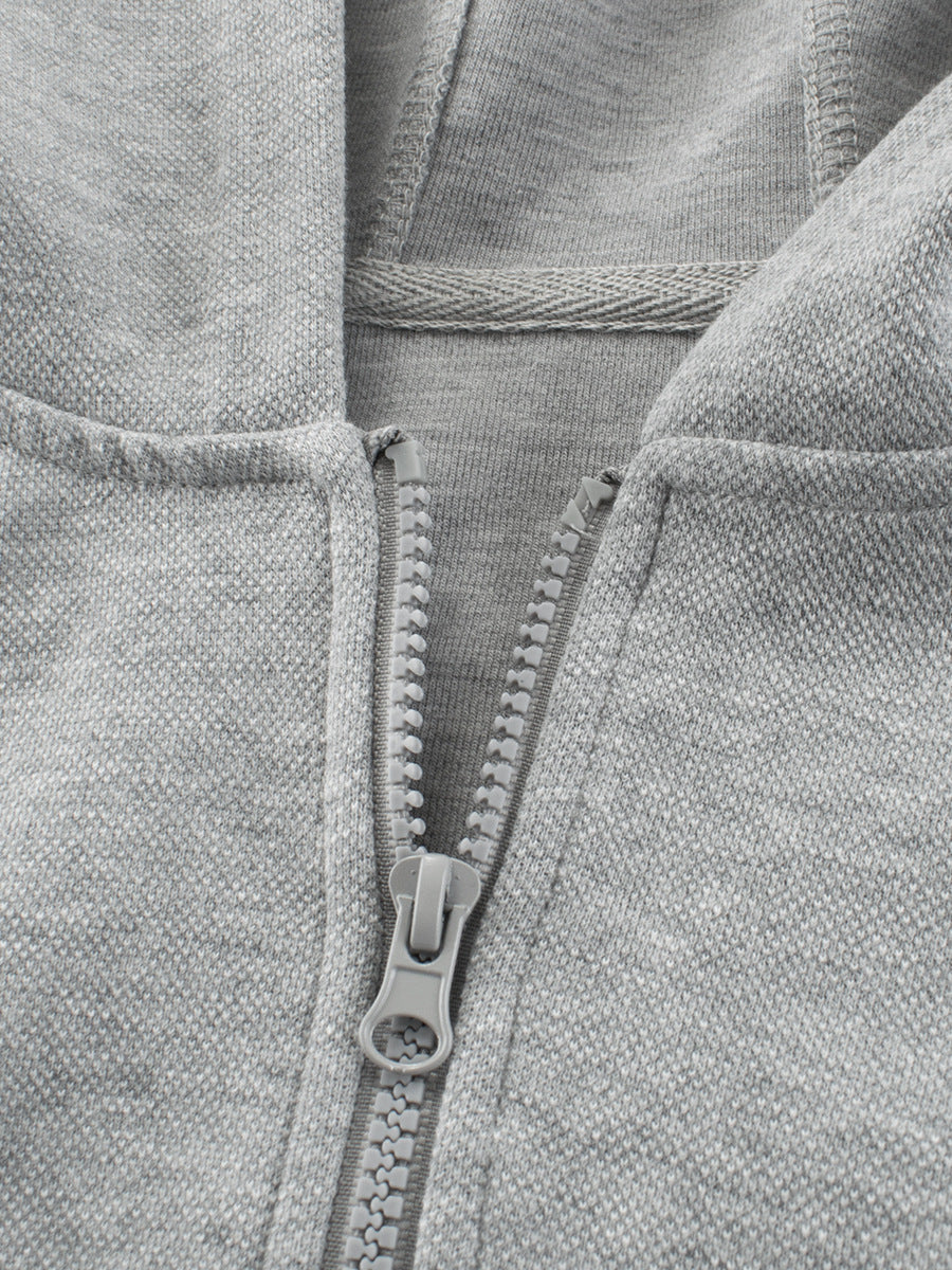 Spring European and American Style Kids’ Outerwear: Letters Print Long Sleeves Zip-up Hooded Coat for Children-2