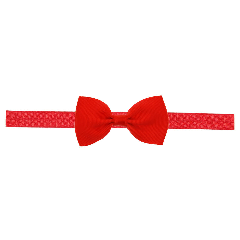 Newborn Baby 2 pcs. Small Size Bow Patched Pattern Solid Color Elastic Headband
