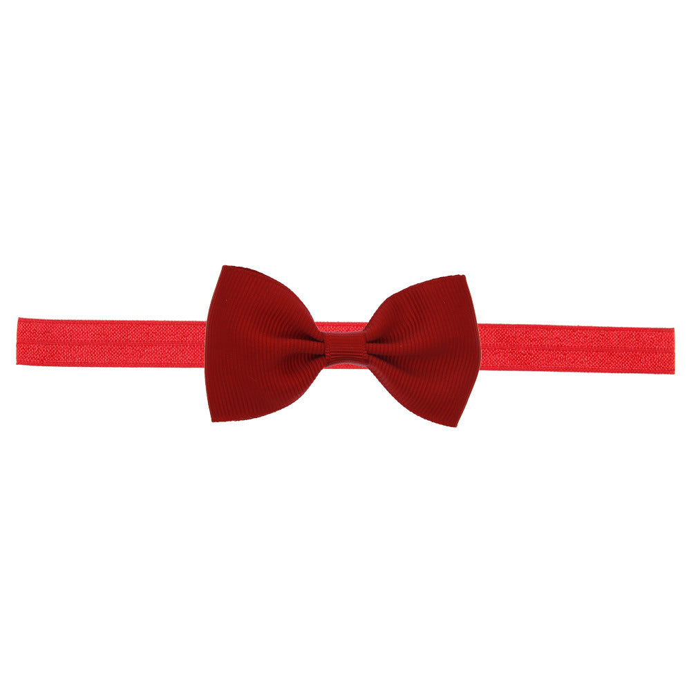 Newborn Baby 2 pcs. Small Size Bow Patched Pattern Solid Color Elastic Headband