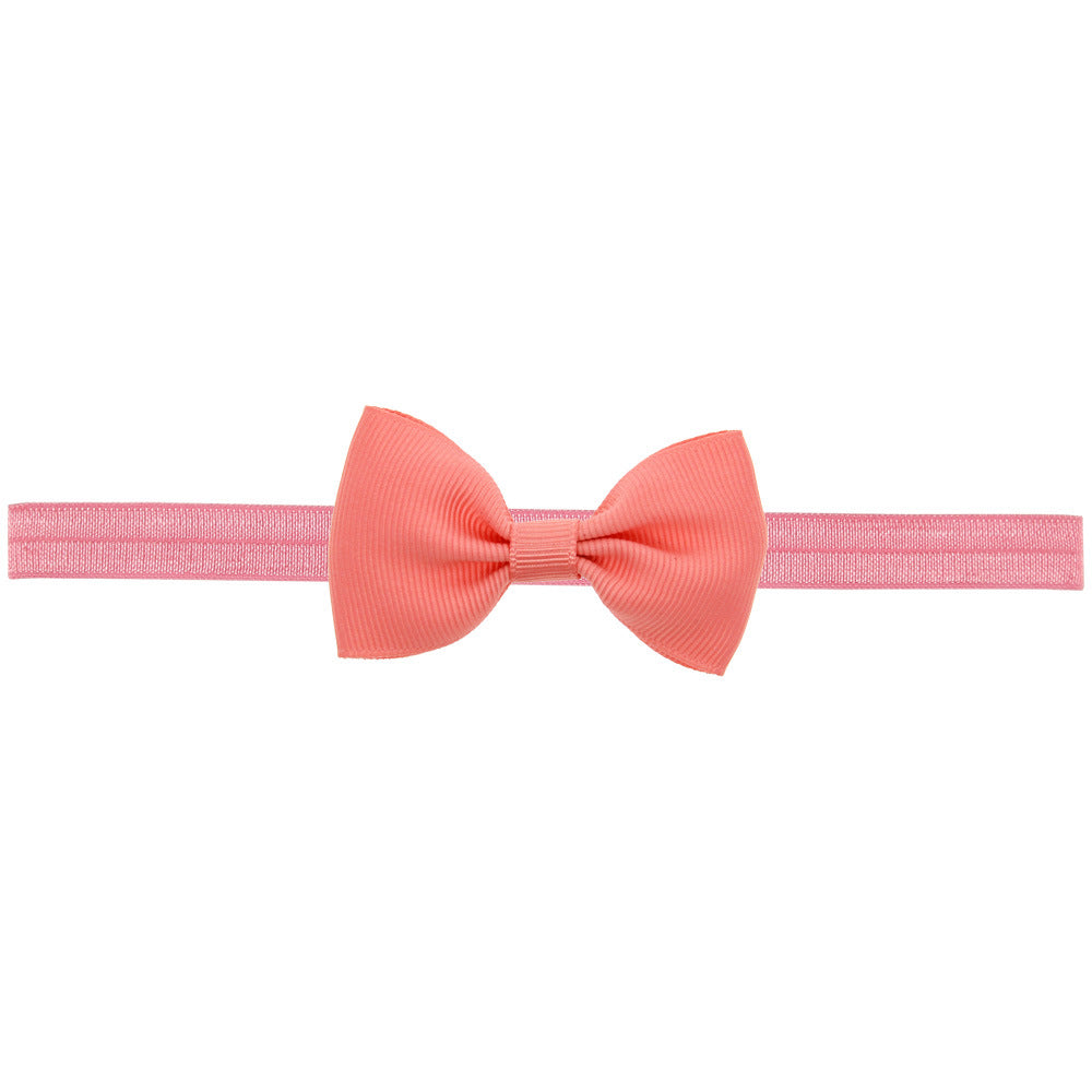 Newborn Baby 2 pcs. Small Size Bow Patched Pattern Solid Color Elastic Headband