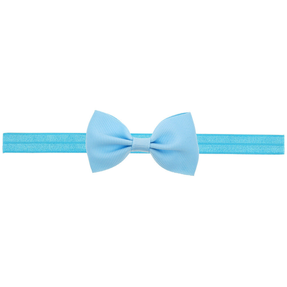 Newborn Baby 2 pcs. Small Size Bow Patched Pattern Solid Color Elastic Headband