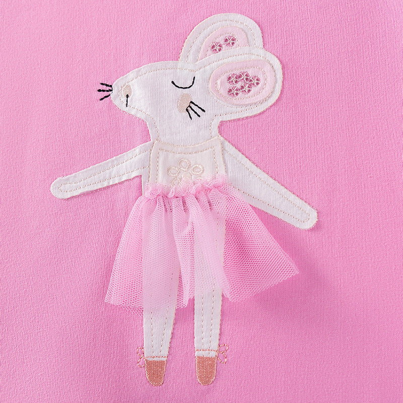 Spring and Autumn Girls Animals Cartoon Pattern Long Sleeves Pullover and Pants Clothing Set
