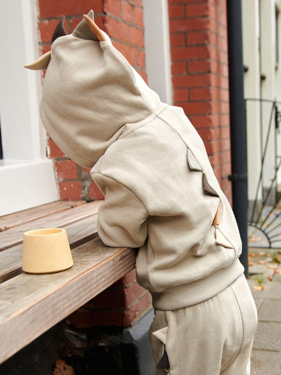 High Quality Spring And Autumn Boys Dinosaur Design Long Sleeves Top Zip-Up Hoodie And Pants Clothing Set-3