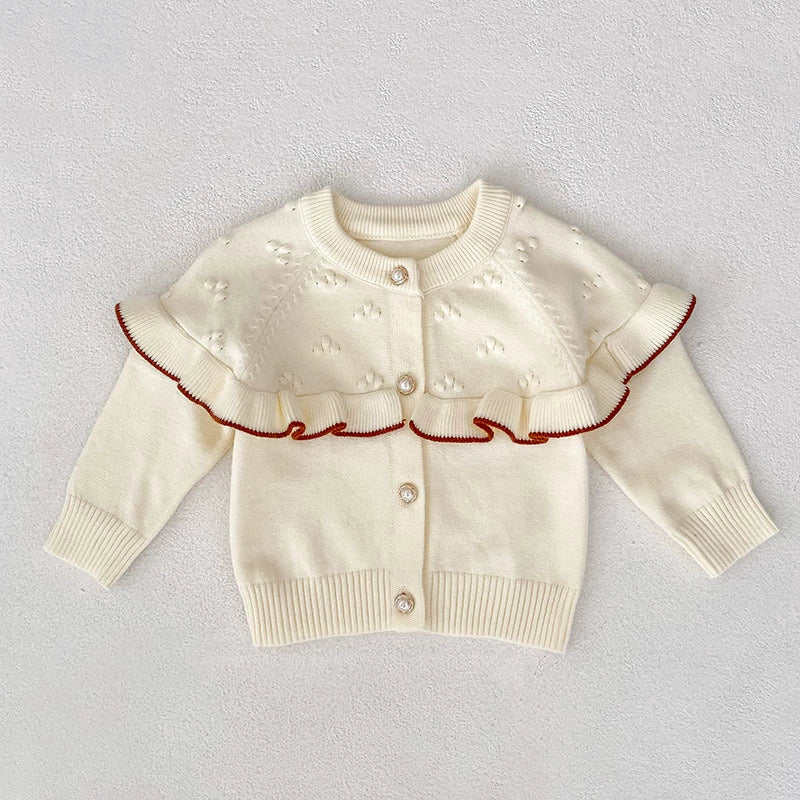 Autumn Arrival Baby Girls Comfortable Knitted Long Sleeves Cardigan