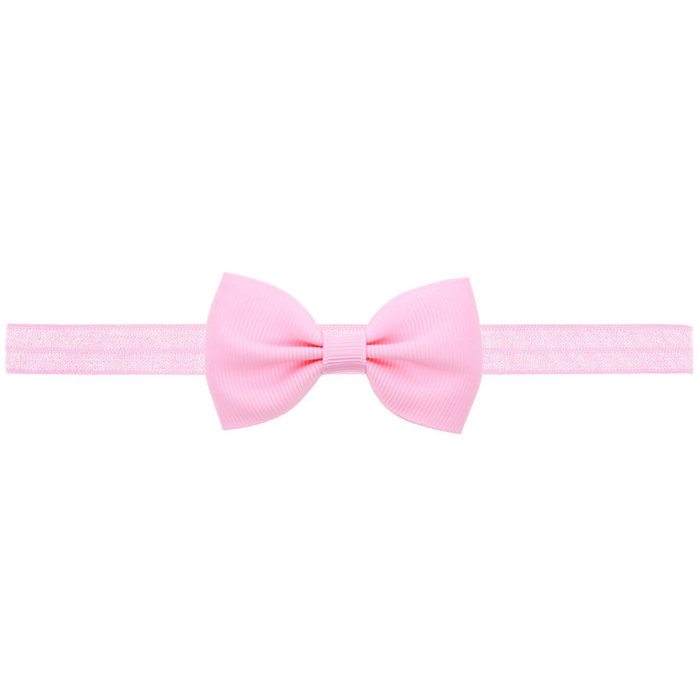 Newborn Baby 2 pcs. Small Size Bow Patched Pattern Solid Color Elastic Headband