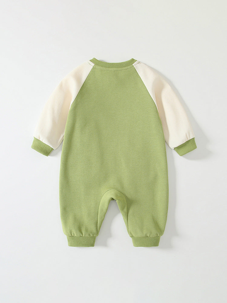 Spring Arrival Baby Cartoon Dragon Pattern Color Patchwork Romper-1