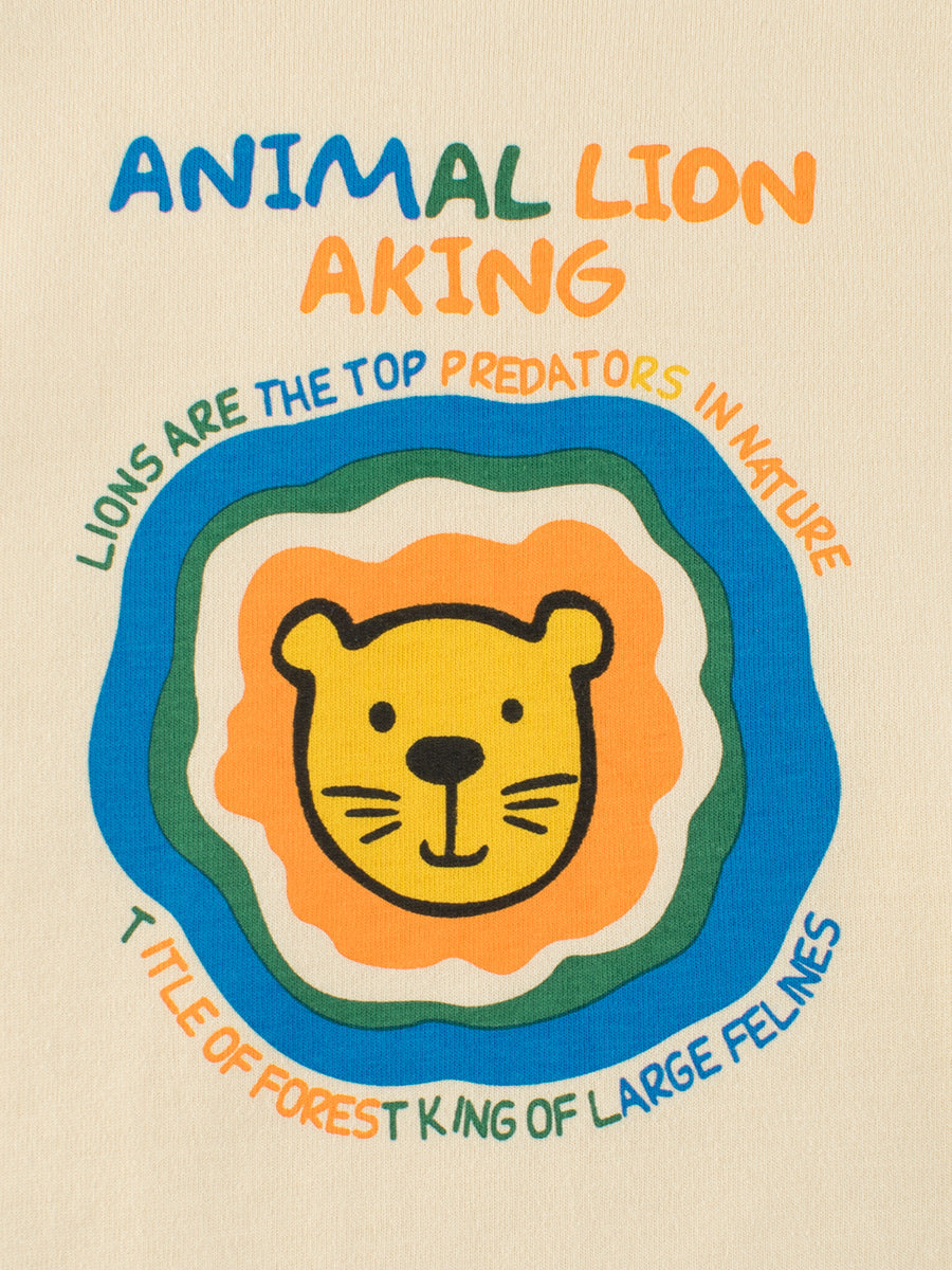 Autumn Baby Boys Letters and Lion Print Color Patchwork Long Sleeves Crew Neck Base Top Shirt-2