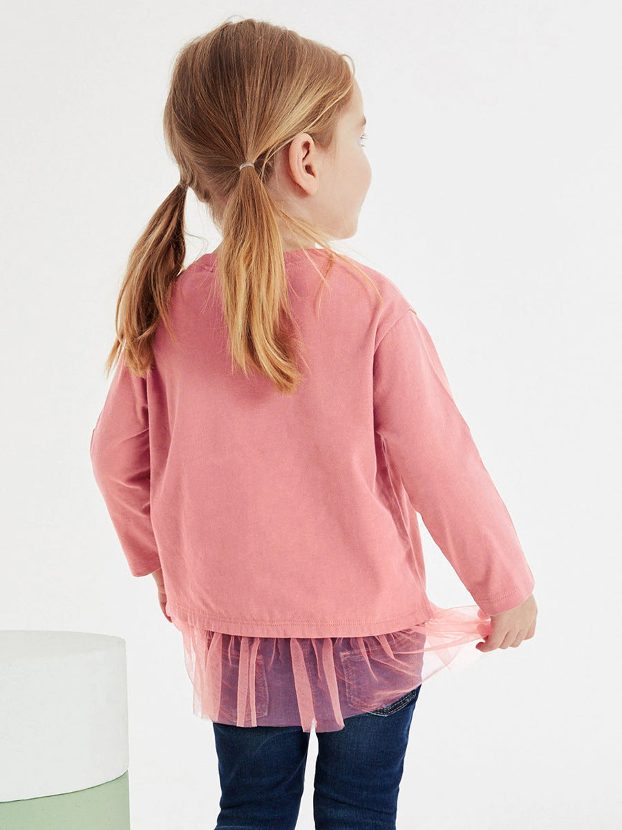 Girls’ Cartoon Dancing Shoes Long Sleeves T-Shirt Dress In European And American Style For Autumn-4