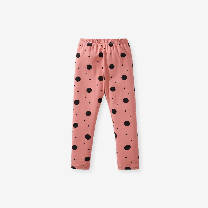 Spring and Autumn Girls Cartoon Rabbit and Balloon Pattern Long Sleeves Crew Neck Top Sweatshirt and Polka Dots Pants Clothing Set-3