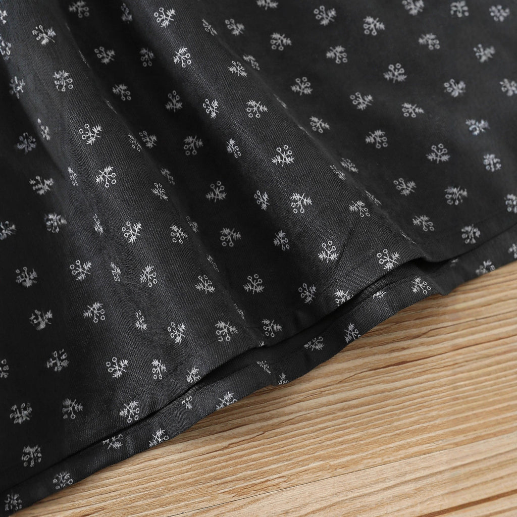 Arrival Autumn Girls Flowers Pattern Long Sleeves Dress with Collar-2