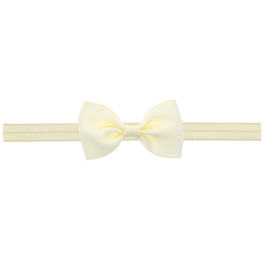 Newborn Baby 2 pcs. Small Size Bow Patched Pattern Solid Color Elastic Headband