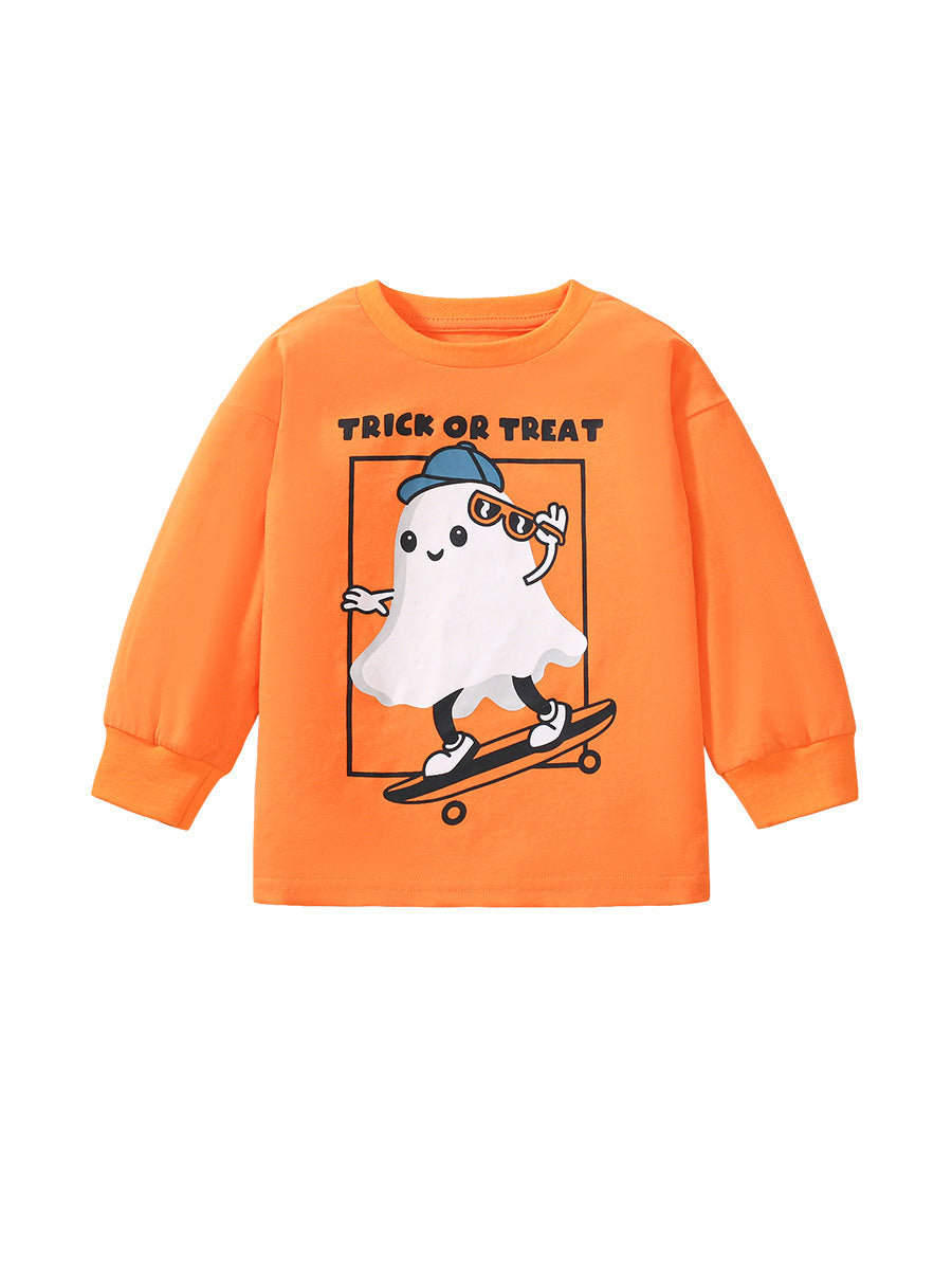 Arrival Autumn Kids’ Long Sleeves Little Ghost Pattern T-Shirt In European And American Style For Summer-0