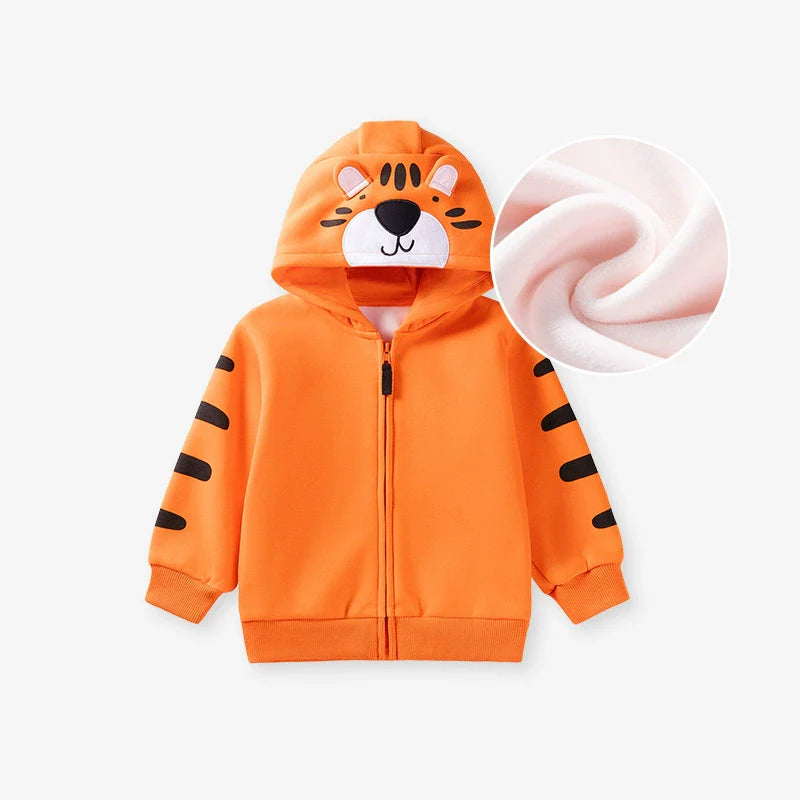 Spring and Autumn Boys Animals Cartoon Pattern Long Sleeves Zip-up Coat-0