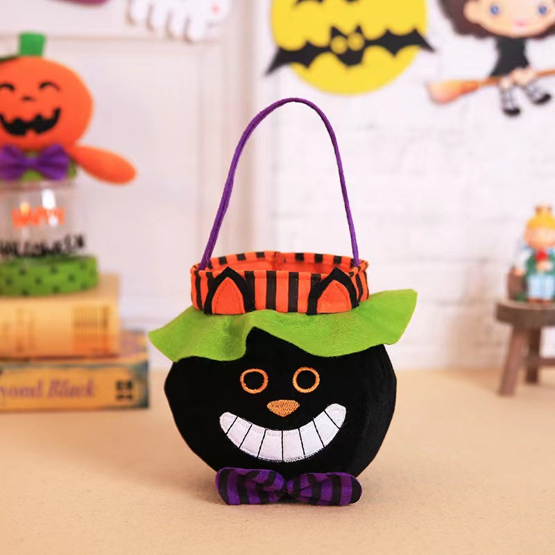 Halloween Witch Pumpkin Tote Candy Bag with Decorative Props-4