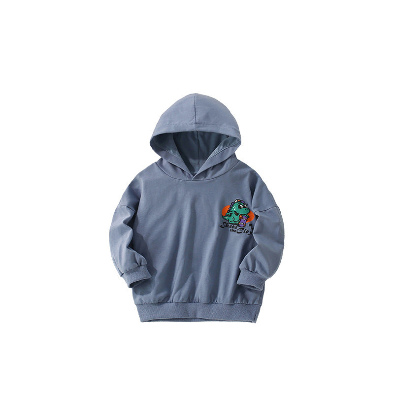 Autumn and Spring Arrival Dinosaur Cartoon Pattern Logo Long Sleeves Hoodies for Boys-0