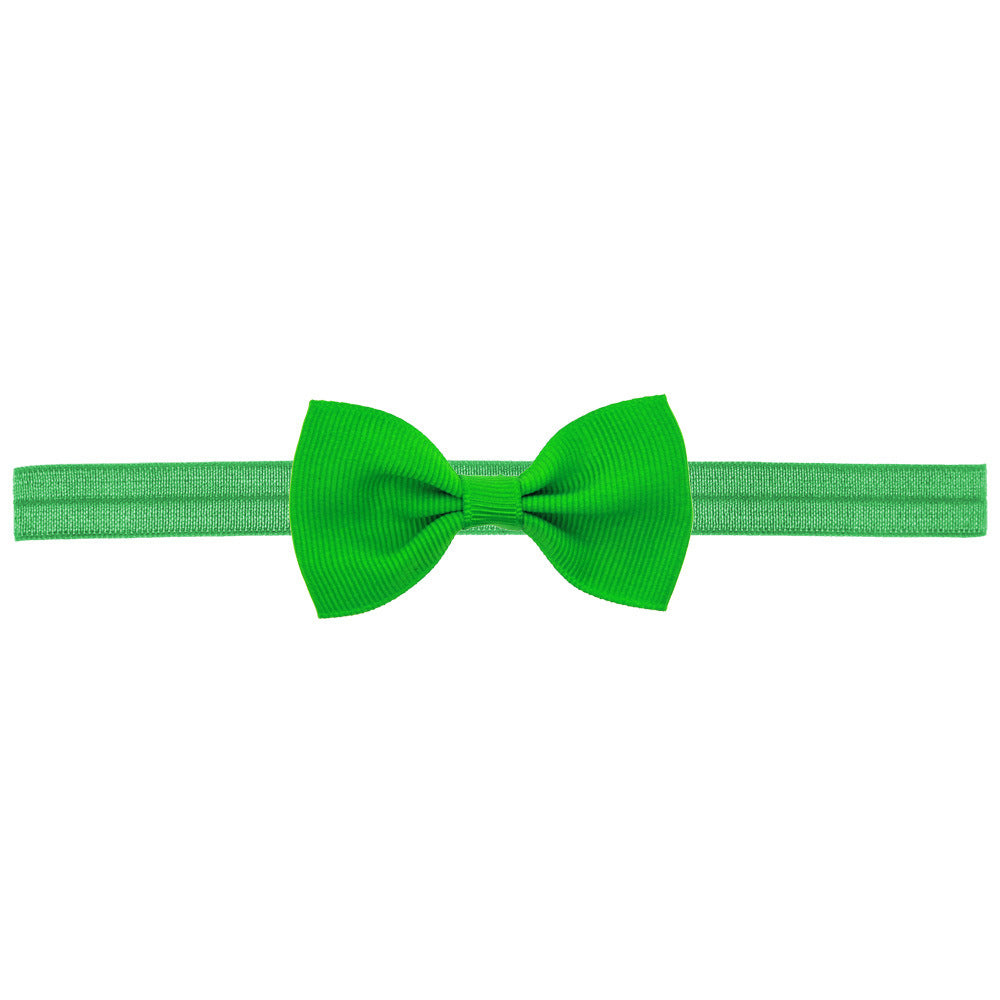 Newborn Baby 2 pcs. Small Size Bow Patched Pattern Solid Color Elastic Headband
