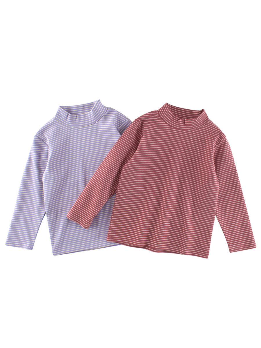 Autumn Baby Kids Girls Striped Long Sleeves Turtle Neck Top Pullover-0