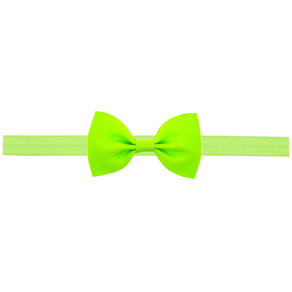 Newborn Baby 2 pcs. Small Size Bow Patched Pattern Solid Color Elastic Headband