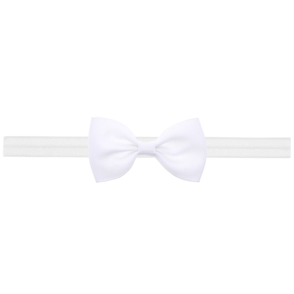 Newborn Baby 2 pcs. Small Size Bow Patched Pattern Solid Color Elastic Headband