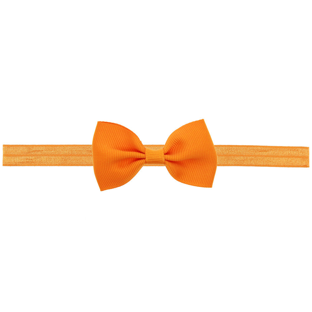 Newborn Baby 2 pcs. Small Size Bow Patched Pattern Solid Color Elastic Headband