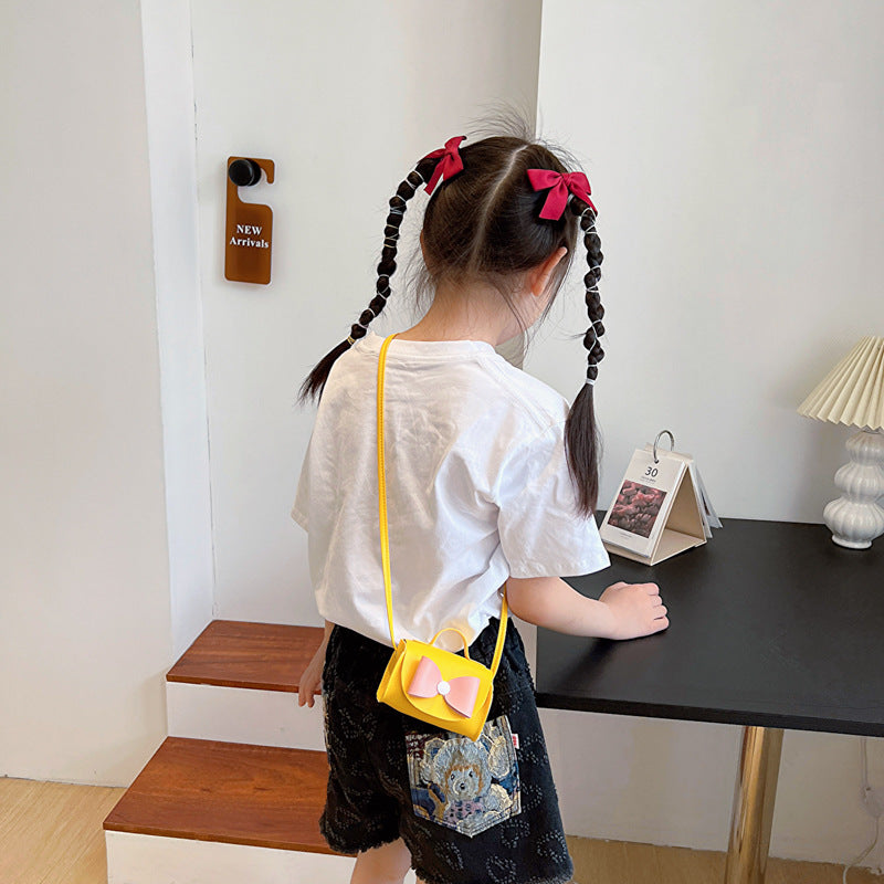 Fashionable Mini Carry-On Girls Portable PU Crossbody Handbag With Bow