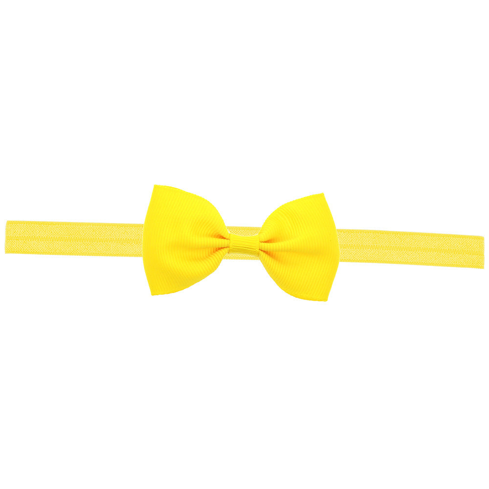 Newborn Baby 2 pcs. Small Size Bow Patched Pattern Solid Color Elastic Headband