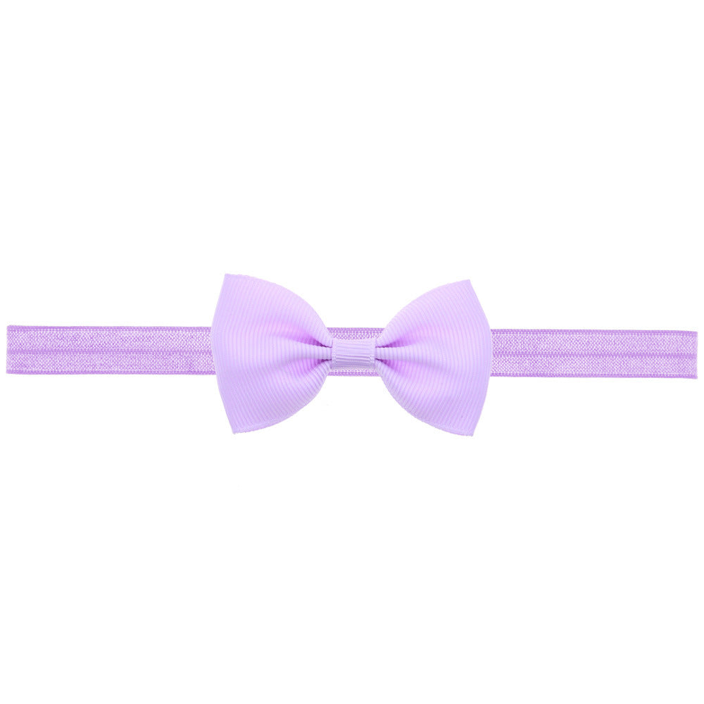 Newborn Baby 2 pcs. Small Size Bow Patched Pattern Solid Color Elastic Headband